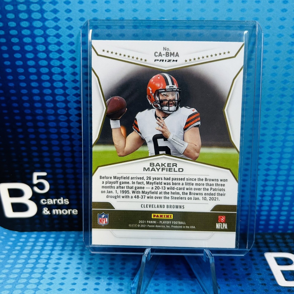 2021 Panini Playoff Baker Mayfield Call to Arms Purple Prizm