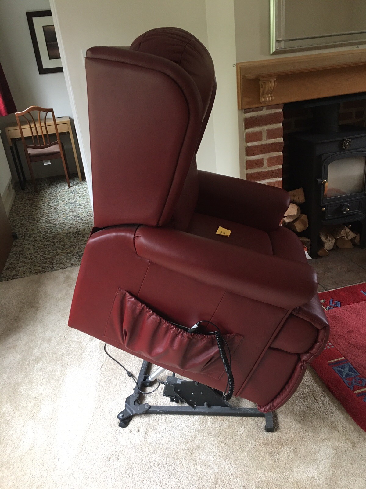 Sherborne Malvern Wine Leather Electric Riser Recliner Chair x2 + Two Seat Sofa. eBay