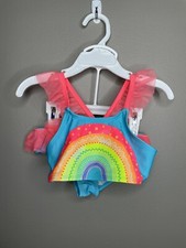WONDER NATION Girls Size 3T Rainbow Ruffle Blue Bikini Swimwear