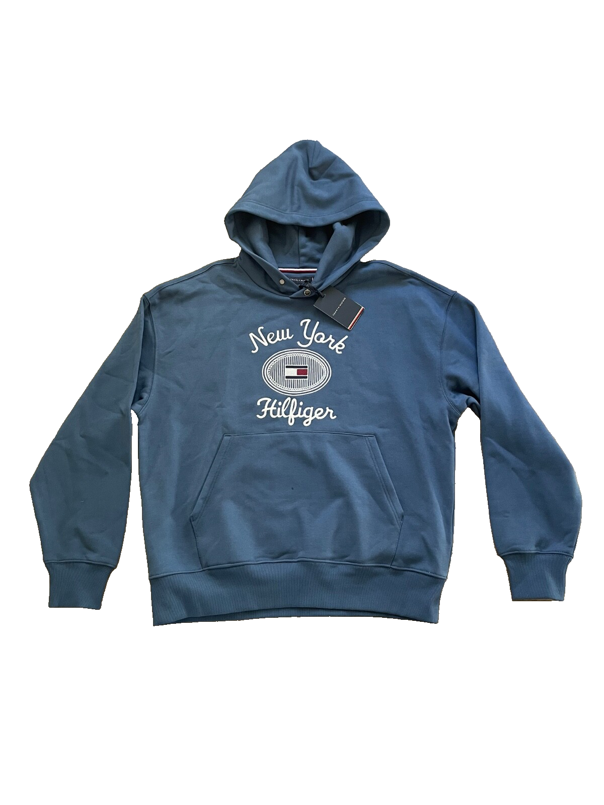 Tommy Hilfiger Mens Blue Embroidered NY Hoodie Archive Fit Pullover