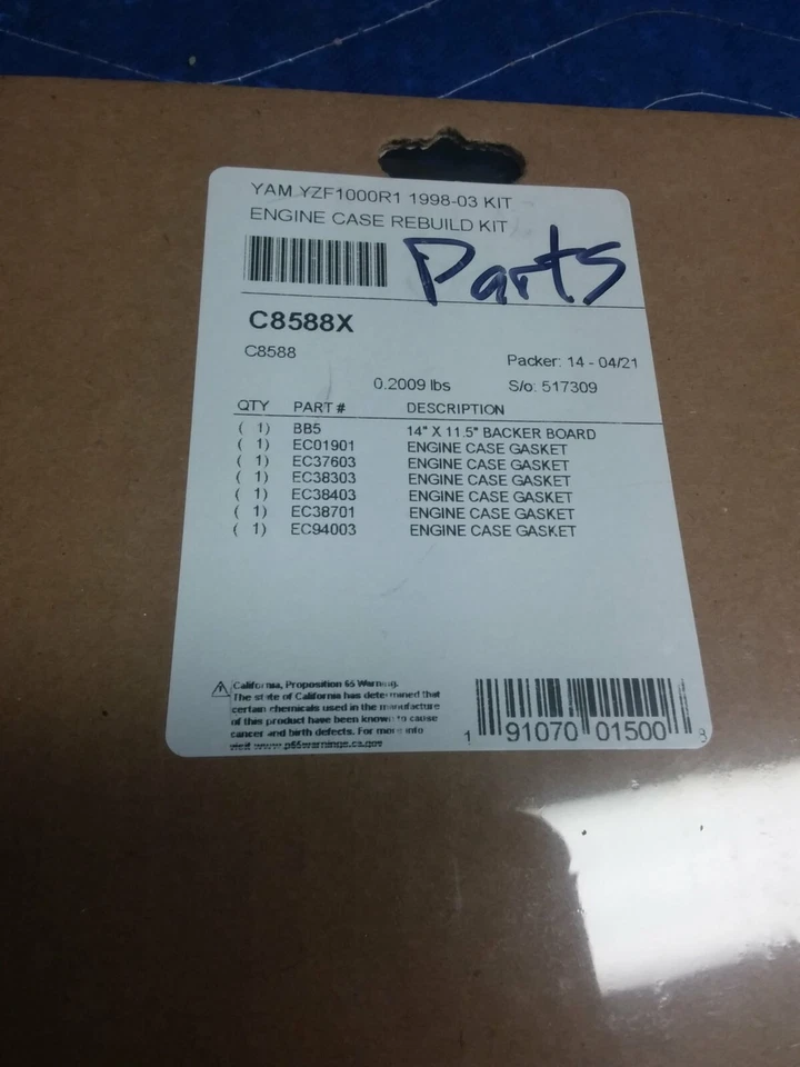 KIT RECONSTRUCCIÓN JUNTA COMÉTICA #C8588X JUEGO INCOMPLETO CAJA MOTOR YAMAHA YZF1000  Foto 4 de 4