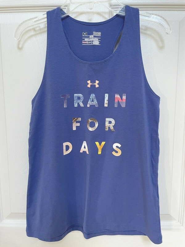 Girl's Under Armour HeatGear Fitted Blue Tank Top Train For Days Youth Large