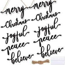  10 pièces signe de découpe de lettre de Noël en bois signe de mot ornements lettre noire