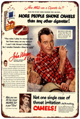 john wayne cigarette smoking Vintage LOOK reproduction metal sign Wall art