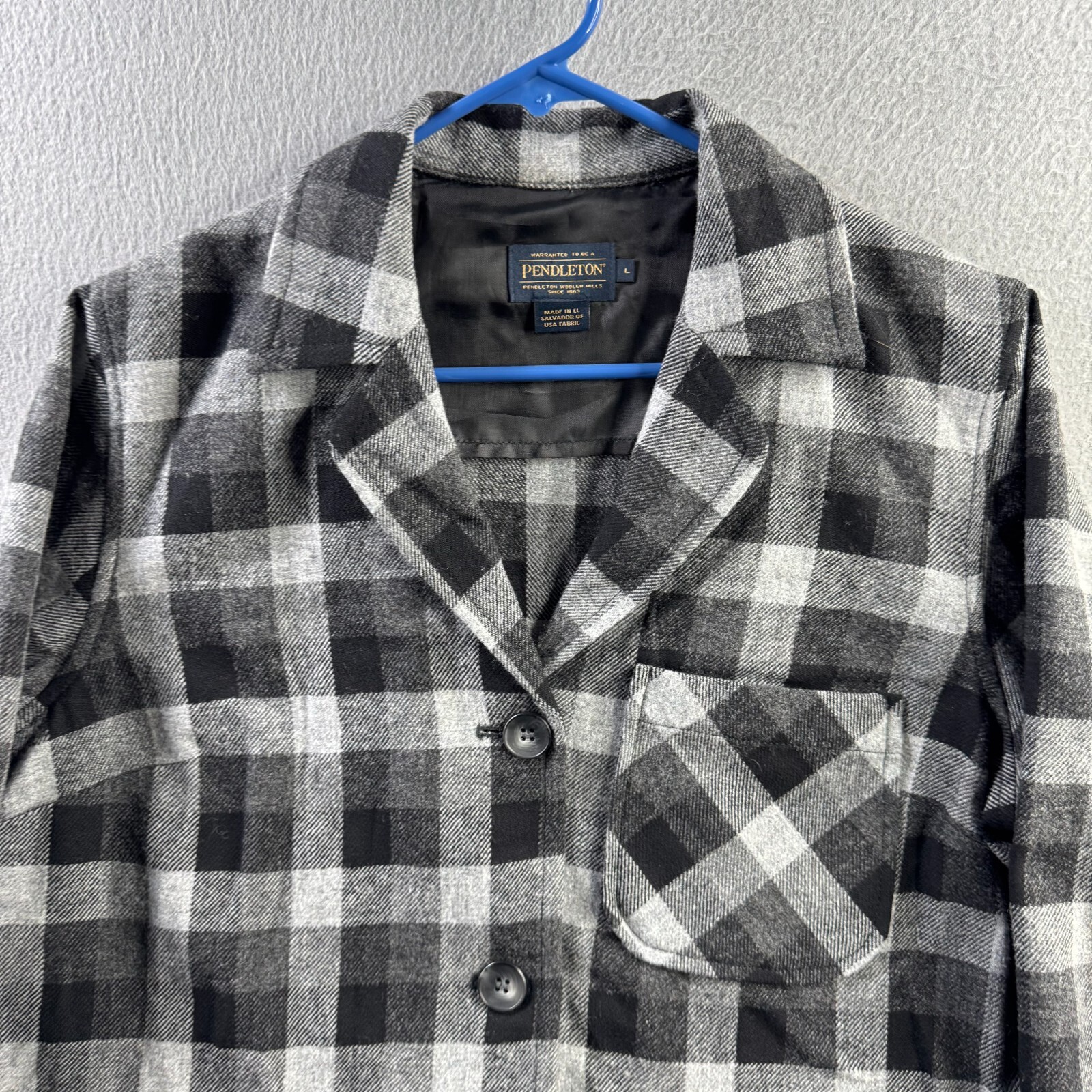 Pendleton Jacket Womens Large Black Gray Plaid 10… - image 2