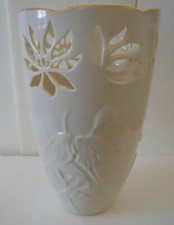 Lenox Westbury Vase Cut Out Flowers Cream with Gold Trim 8 1/4" Tall Made in USA