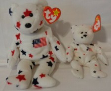 TY BEANIE BABY GLORY BEAR PATRIOTIC RED WHITE BLUE STARS US FLAG 1997 TEENIE