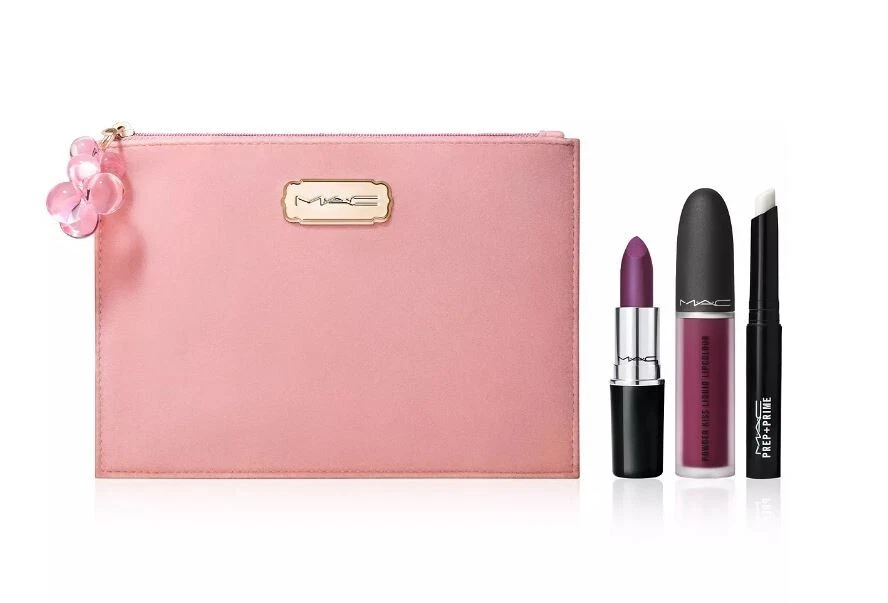 MAC Kisses & Bows Lip Kit in Purple - Splash of Cran & Not Your Sugarplum - NIB