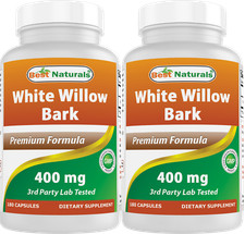 2 Pack Best Naturals White willow bark 400 mg 180 Capsules