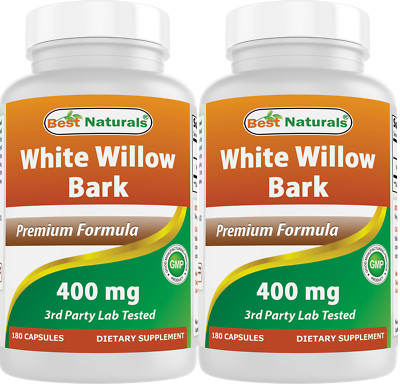 2 Pack Best Naturals White willow bark 400 mg 180 Capsules