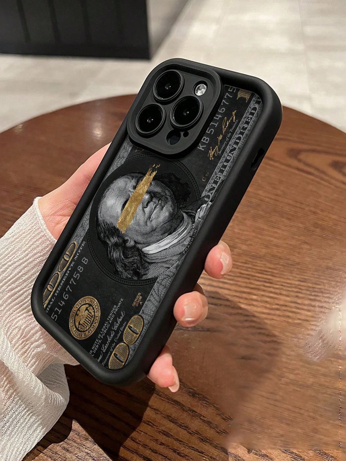 1pc Fashionable Money Printed Thickened Anti-Fall Phone Case Compatible With IP