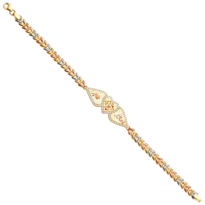 Gold 14K Tri Color Gold 15Years ID Bracelet - 7.5''