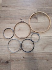 Collection Group Of Vintage Embroidery Hoops Wood And Metal 6 Craft Frame