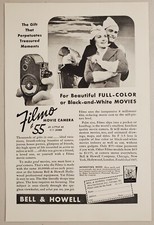 1937 Print Ad Filmo Movie Cameras Bell  Howell Couple Tobogganing