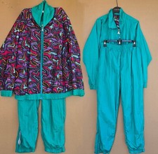 VIntage Casual Isle lRetro 80's Style Windsuit Tracksuit Reversible Jacket Teal