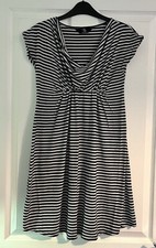 Mothercare M2b Maternity Dress Scoop Neck Jersey Size UK 8 32” Bust Navy Stripe