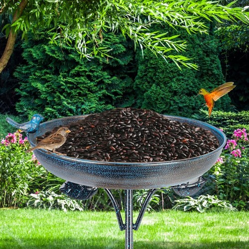 Outdoor Garden Bird Bath Metal Bird Baths Cast Iron Birdbath with Metal Stake Ta - Picture 6 of 7