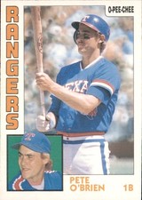 1984 O-Pee-Chee - Pete O'Brien Texas Rangers Rookie RC Card #71. rookie card picture