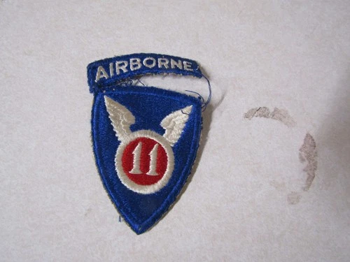 MILITARY PATCH WW2 ERA US ARMY 11TH AIRBORNE DIVISION WITH SEMI ATTACED TAB