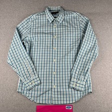 Banana Republic Shirt Medium Blue Check Non Iron Button Up Long Sleeve Mens