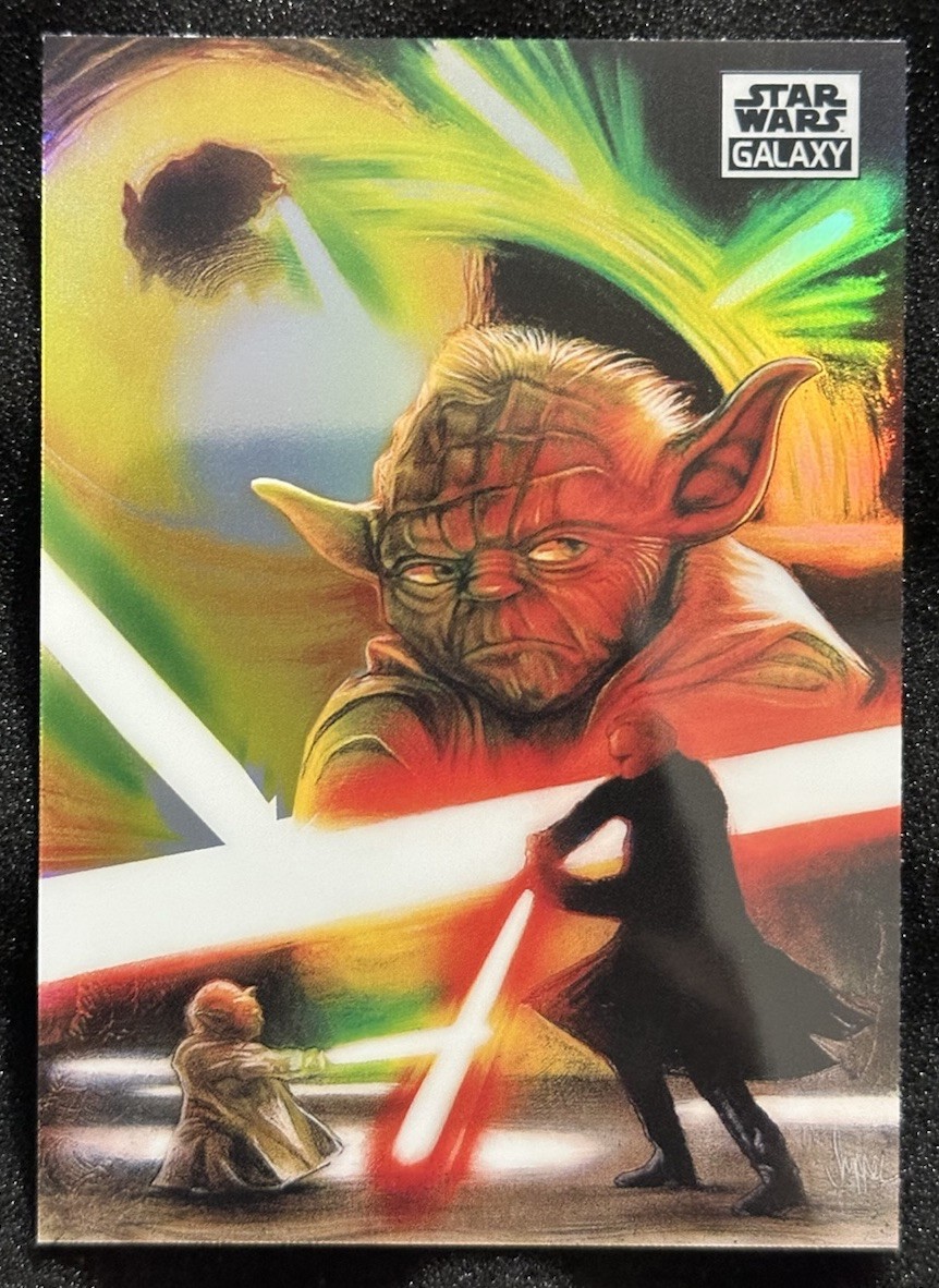 2021 Topps Chrome Star Wars Galaxy DUELING WITH DOOKU Refractor #86
