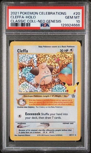 PSA 10 Gem Mint Cleffa 20/111 Celebrations Classic Collection Pokemon Card