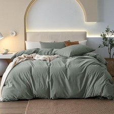 Oversized King Duvet Cover Set, 3-Piece - 100 Washed Cotton, Linen-Like Soft