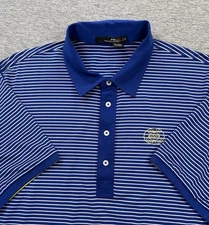 Ralph Lauren RLX Polo Shirt Mens XXL Blue Striped Performance Red Sky Golf Club