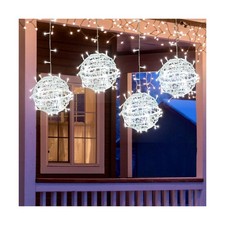 Outdoor Christmas Balls 4 Pack Hanging 11.8" LED Garden Sphere Tree Lights 8 ...