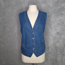 Vintage Medium Wash Denim Vest Size XL Western Country Cotton Cottage Prairie