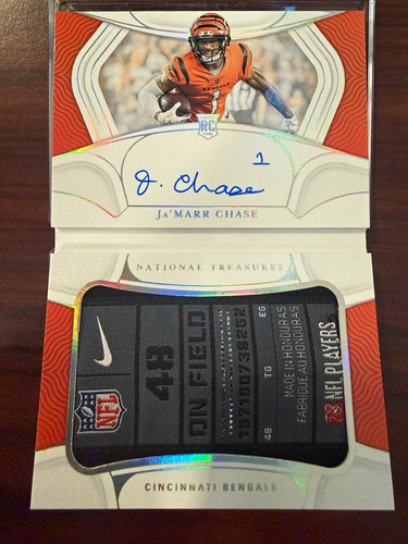 Panini 2021 National Treasures Ja'Marr Chase Rookie Auto Laundry Tag Booklet 4/5