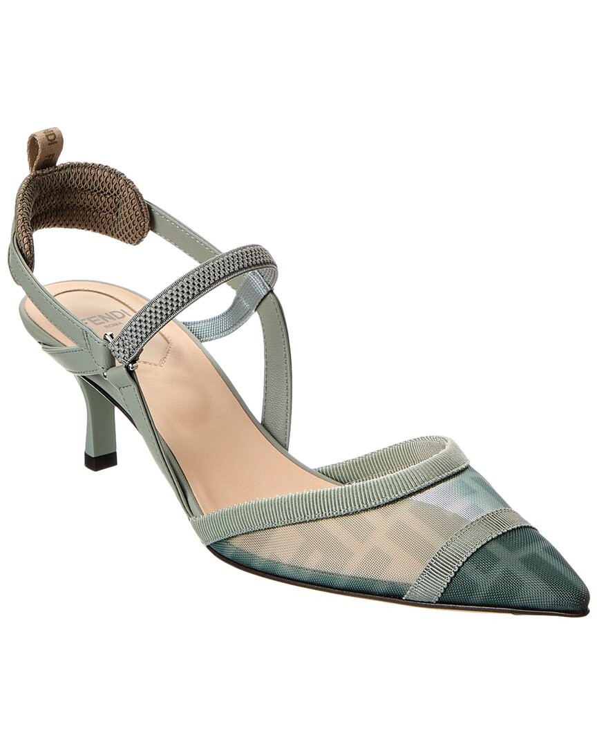 Fendi Colibri Lite Ff Mesh Leather Slingback Pump Women's