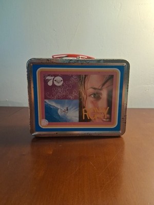 Vintage RARE Roxy Quiksilver Metal Lunchbox Tin With Lid 7.5×6×3