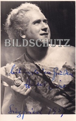 Opera singer Hans Beirer, autograph on old scene photo card as Siegfried, 1959