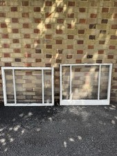 Pair Of Reclaimed Old Victorian Edwardian Three Panel Wooden Sash Windows