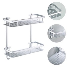 2 Tier Aluminum Sundries Organizer Rack for Kitchen and Bathroom Spaces