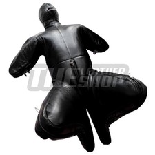 Leather Bondage Catsuit Bitch Suit Full-Body Suit Hooded Zip Unisex Role Play