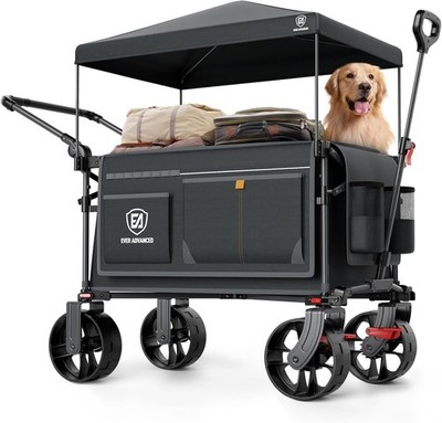 EVER ADVANCED XXL Bollerwagen faltbar 225L 150kg mit Bremse Dach Handwagen