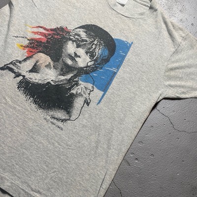 Vintage 1986 Les Miserables London Musical T-Shirt Gray Single 