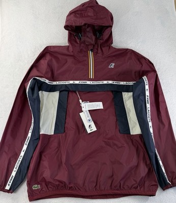 Rare Lacoste x K-Way Anorak Rain Jacket Mens M Sz 3 Bordeaux Waterproof NWT Hood