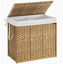 Large 160L Rattan Laundry Hamper with Lid & Removable Liner Foldable