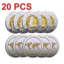 20PCS Gold Silver Cryptocurrency LTC Physical Litecoin Coin Commemorative Coin