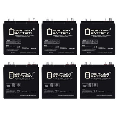 Mighty Max 6V 210AH Dual Terminal Replaces E-Z-GO Shuttle 956E Carrier - 6 Pack