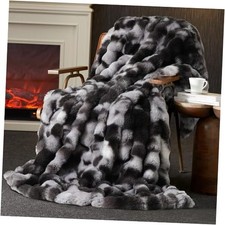 Am lie Home Faux Fur Throw Blanket for Couch, Ultra 50" x 60" Tie-dye Black