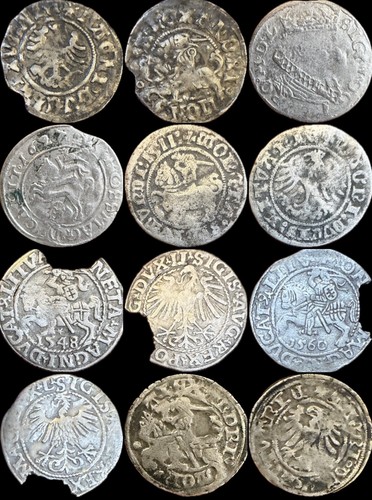 Lithuania Lot Of 6 SILVER 1/2 Groschen And Other Denim
