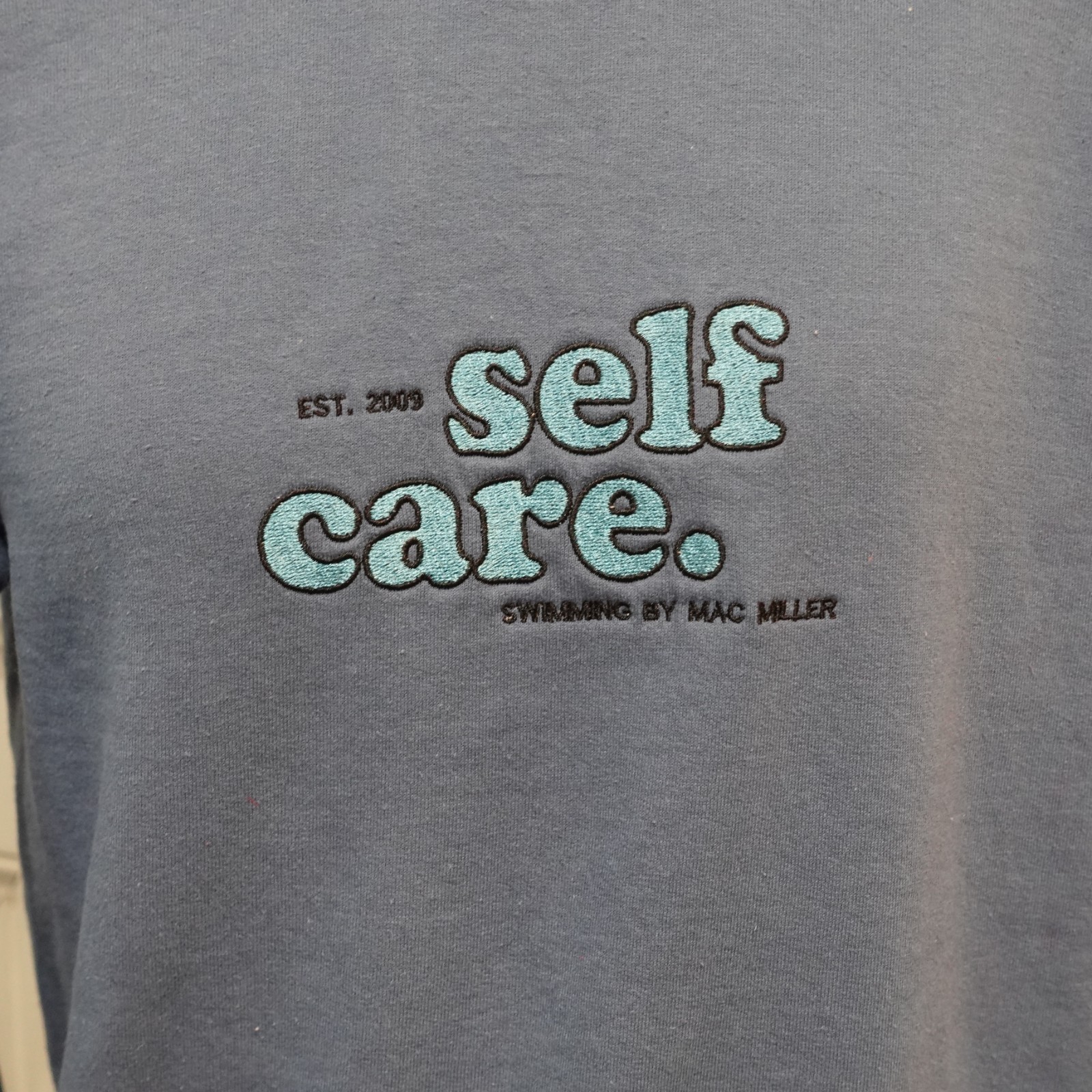 Mac Miller Swimming Self Care Sweatshirt sz S Small pullover blue Crewneck image 2