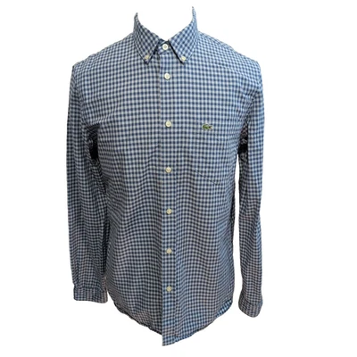 Chemise Lacoste 40 M Regular Fit Bleu Carreaux Coton Logo Brodé Poche - Photo 1/4