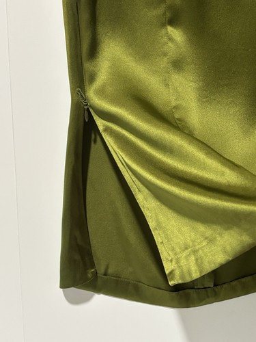 CLASSIQUE ENTIER Blouse Women's XS Olive Silk Sleeveless V Neck Tuxedo Side Zip - Picture 6 of 10