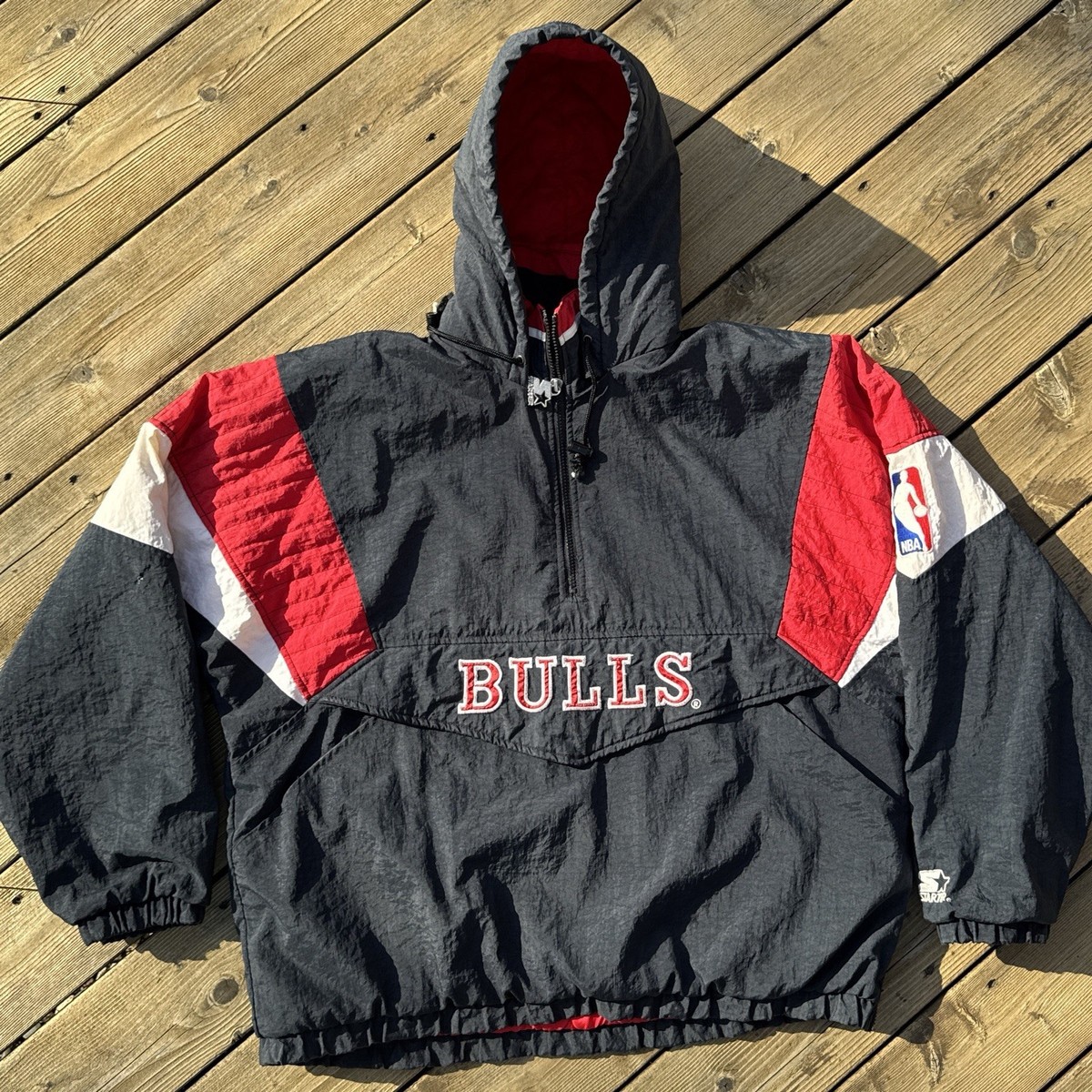Vintage 90s Chicago Bulls NBA Starter Zip Puffer Jacket Size XL