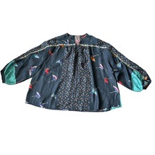 Johnny Was Butterfly Silk Blouse Rainbow Blouson